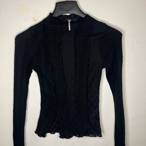 Free People Black Long Sleeve Top Free Shipping